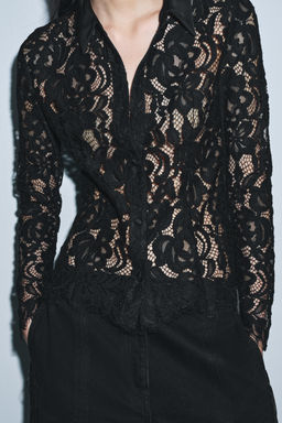 CAMISA ENCAJE ZW COLLECTION / Negro