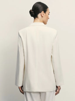 Однобортный жакет с содержанием льна / Zarina  фото 5