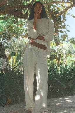 FADED-EFFECT PLUSH JOGGER TROUSERS