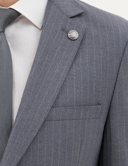 Koyu Mavi Ex. Slim Fit _izgili Tak_m Elbise