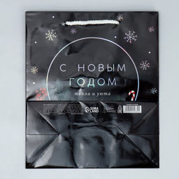 Цена за 2 шт. Пакет новогодний подарочный голографический «С Новым годом», ML 23×27×11.5 см