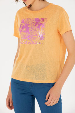 U. S. Polo Assn Женская оранжевая футболка с круглым вырезом - U.s. polo assn фото 6