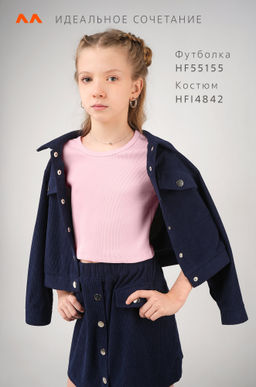 Укороченная футболка в рубчик для девочки Happyfox фото 23