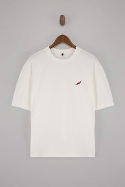 Ekru Biber Nak?sl? Oversize/Rahat Kesim %100 Pamuk T-Shirt TMNSS22TS0318