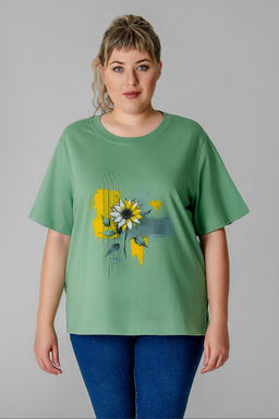 Арт. 31168 Футболка женская  50-60 (6 шт) Цвет:зеленый