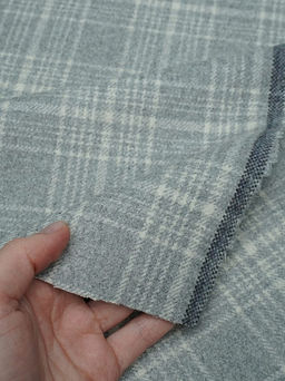 Шерсть пальтово-костюмная Твид Клетка цв.белый на св.сером, ш.1.5м, шерсть-60%, п/э-40% - Купава фото 10