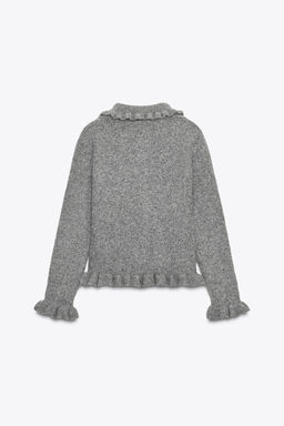 KNIT CARDIGAN WITH RUFFLE TRIMS - Zara фото 5