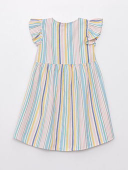 Bisiklet Yaka ?izgili K?sa Kollu K?z ?ocuk Elbise - Waikiki фото 2