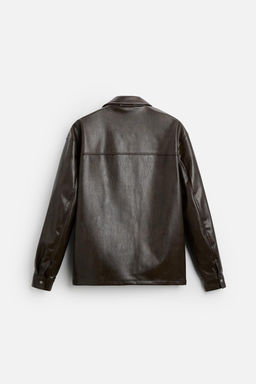 WASHED LEATHER EFFECT OVERSHIRT - Zara фото 6