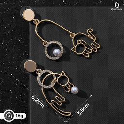 Серьги ассорти Сиеста игривые кошки, цвет белый в золоте