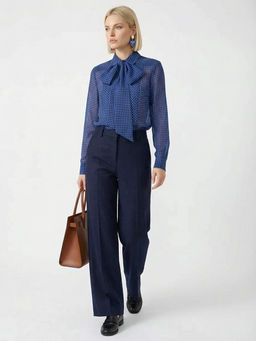 Блузка из органзы в клетку OD-984-1 фиолетовый с черным