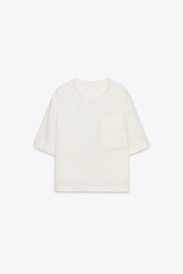 ZW COLLECTION LINEN SHORT SLEEVE TOP - Zara фото 5