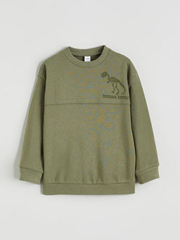 Dinozor Bask?l? Erkek ?ocuk Sweatshirt