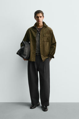 EMBOSSED VELVET STRIPED SHIRT