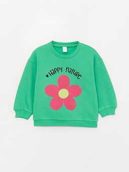 Bisiklet Yaka Uzun Kollu Bask?l? K?z Bebek Sweatshirt