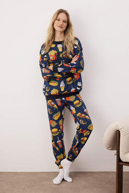 Trendyolmilla Kiremit Slogan Nak?sl? Desenli Sweatshirt-Jogger Orme Pijama Tak?m? THMAW23PT00064  фото 13