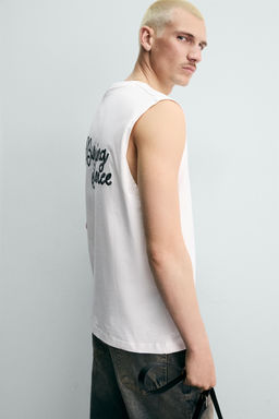 CAMISETA TANK RELAXED FIT BORDADO / Blanco - Zara фото 6
