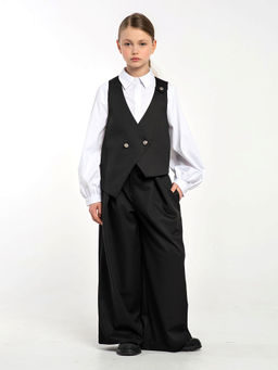 Черный школьный жилет для девочки Mooriposh, модель 1121 фото 2