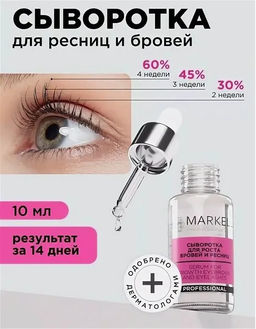 Markell Professional Сыворотка для роста бровей и ресниц,флакон с пипеткой 10мл