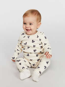 Kalp Bask?l? K?z Bebek Pijama Tak?m?