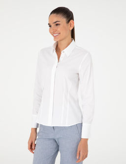 Beyaz Slim Fit Uzun Kollu G_mlek