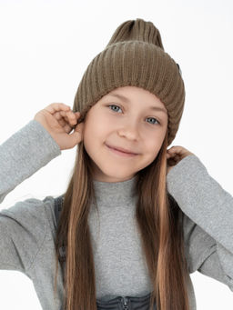 Шапка вязаная детская кофе Ш-120 (56-58)