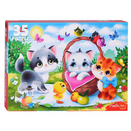 Пазлы 35 "Котята на полянке"