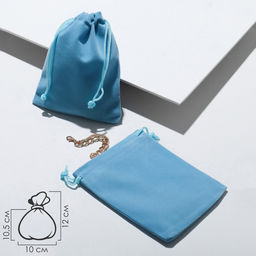 Цена за 50 шт. Мешочек бархатный, 10x12см, цвет голубой - Simaland фото 3