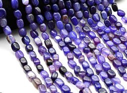 Бусины из агата "Вены Дракона" прямоугольник 8*11мм тониров. цв.фиолетовый, 37см, 33 бусины Радуга камня