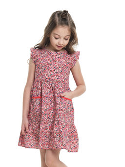 Платье с карманами детский сад UD 7680 цветы/т.розов - Mini maxi фото 3