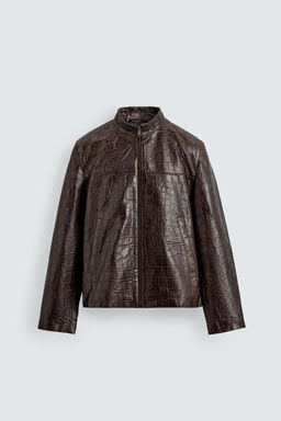 EMBOSSED LEATHER JACKET - Zara фото 7
