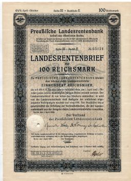 Облигация 4,5% 100 рейхсмарок 1939 года Германия