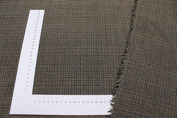 Пестрядь Мелкая клетка цв.бежевый/черный-2, СОРТ2, ш.1.45м, хлопок-95%, п/э-5%,140гр/м.кв - Купава фото 3