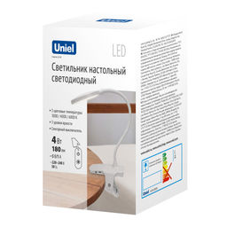 ULM-D605 4W/3000-6000K/DIM WHITE Светильник настольный светодиодный прищепка. Сенсорный выключатель. Диммер. Белый. TM Uniel