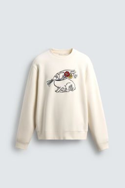 EMBROIDERED RABBIT SWEATSHIRT - Zara фото 7