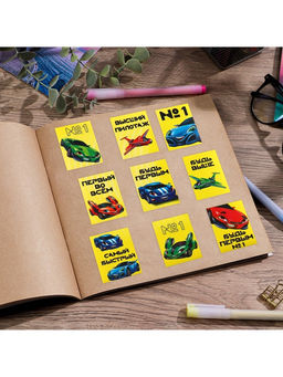 Цена за 10 шт. Наклейки детские бумажные «Гонки», c раскраской на обороте, 10×14 см