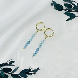 Серьги длинные из Аквамарина (градиент)