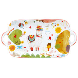 Счастливая Блюдо (шубница) фарфоровое 320х169х44мм, с ручками, подглазурная деколь (Китай)