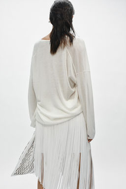 JERSEY PUNTO FINO ESCOTE PICO / crudo-blanco - Zara фото 5