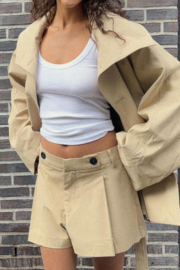 PLEATED SHORTS WITH BUTTONS - Zara фото 3
