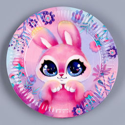 Набор бумажной посуды Зайка: 6 тарелок, 1 гирлянда, 6 стаканов, 6 колпаков - Страна карнавалия фото 2