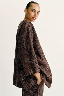 CHAQUETA KIMONO LENTEJUELAS HILO METALIZADO / Marr?n - Zara фото 5