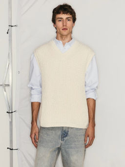 Вязаный жилет из 100% хлопка / Zarina  фото 3