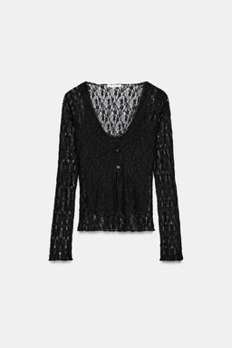 TOP ENCAJE EFECTO DOBLE / Negro - Zara фото 4