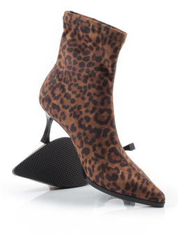 01-H26B-42PC BROWN LEOPARD Ботильоны демисезонные женские (велюр)