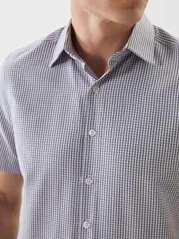 Regular Fit K?sa Kollu Ekose Poplin Erkek G?mlek