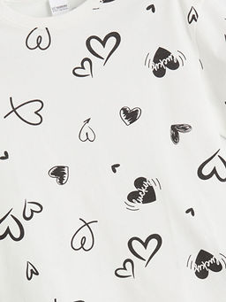 Kalp Desenli K?z ?ocuk ?ortlu Pijama Tak?m?