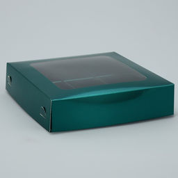 Цена за 5 шт. Коробка для конфет, кондитерская упаковка, 9 ячеек, «Изумрудная», 14.7×14.7×3.5 см