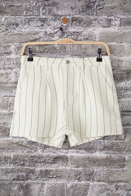 Trendyolmilla Ekru Cizgili Yuksek Bel City Boy Denim Sort TWOSS25SR00216 фото 5