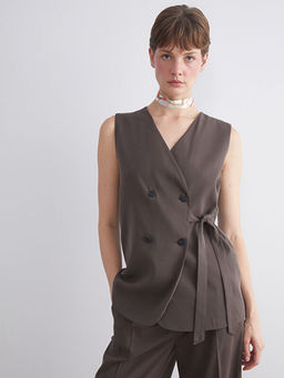 V Yaka Kad?n Klasik Yelek